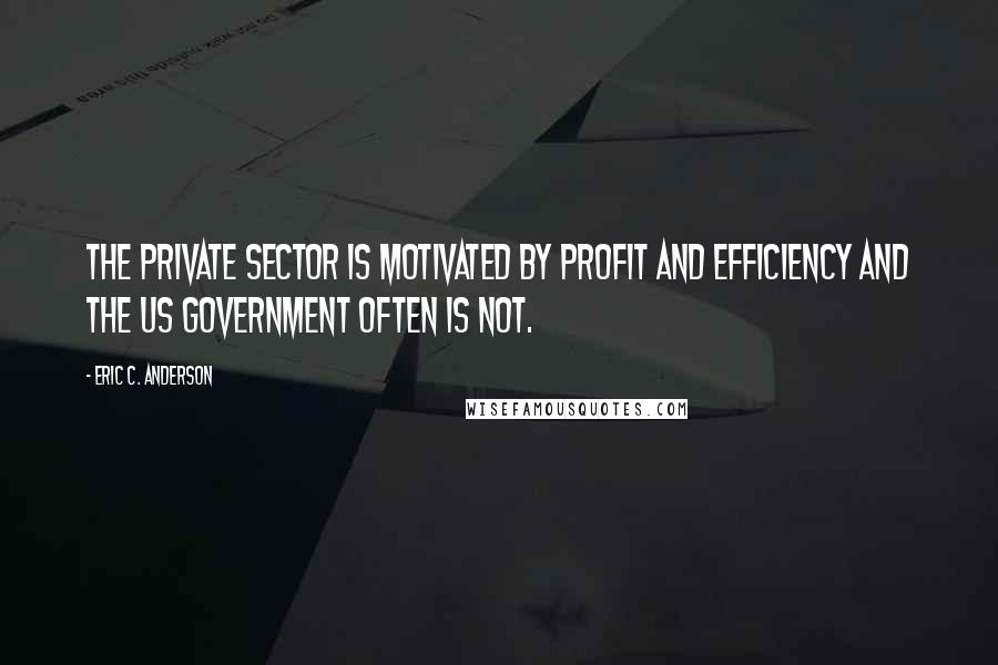 Eric C. Anderson Quotes: The private sector is motivated by profit and efficiency and the US government often is not.