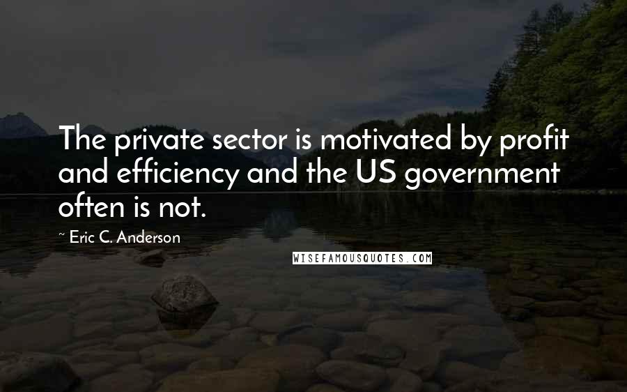 Eric C. Anderson Quotes: The private sector is motivated by profit and efficiency and the US government often is not.