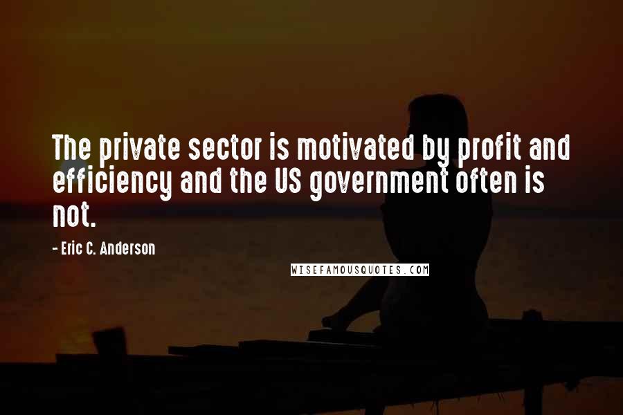 Eric C. Anderson Quotes: The private sector is motivated by profit and efficiency and the US government often is not.