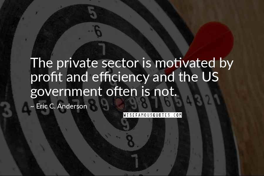 Eric C. Anderson Quotes: The private sector is motivated by profit and efficiency and the US government often is not.