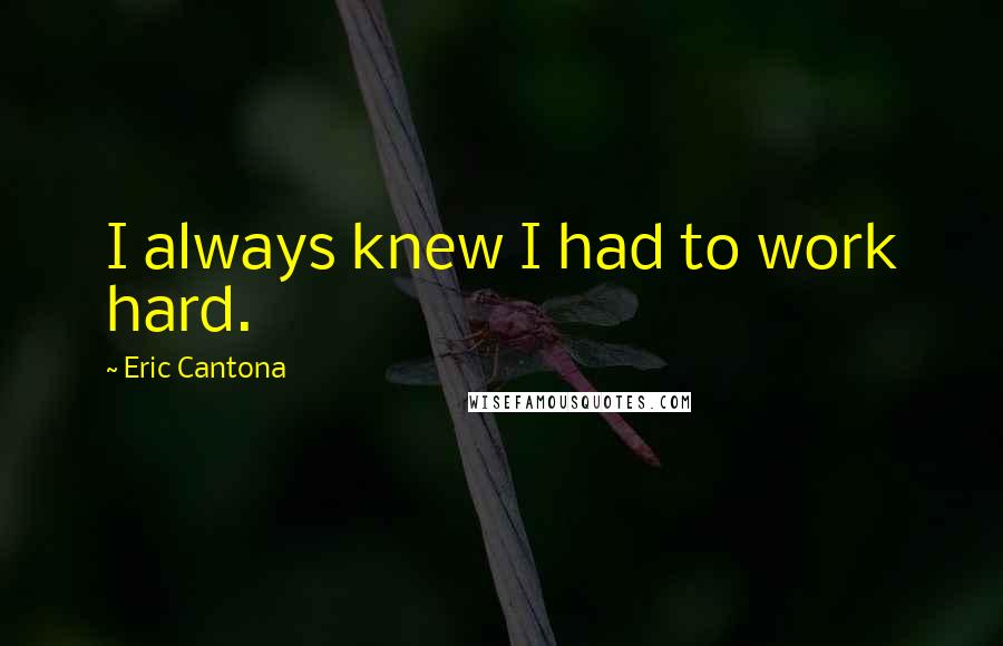 Eric Cantona Quotes: I always knew I had to work hard.