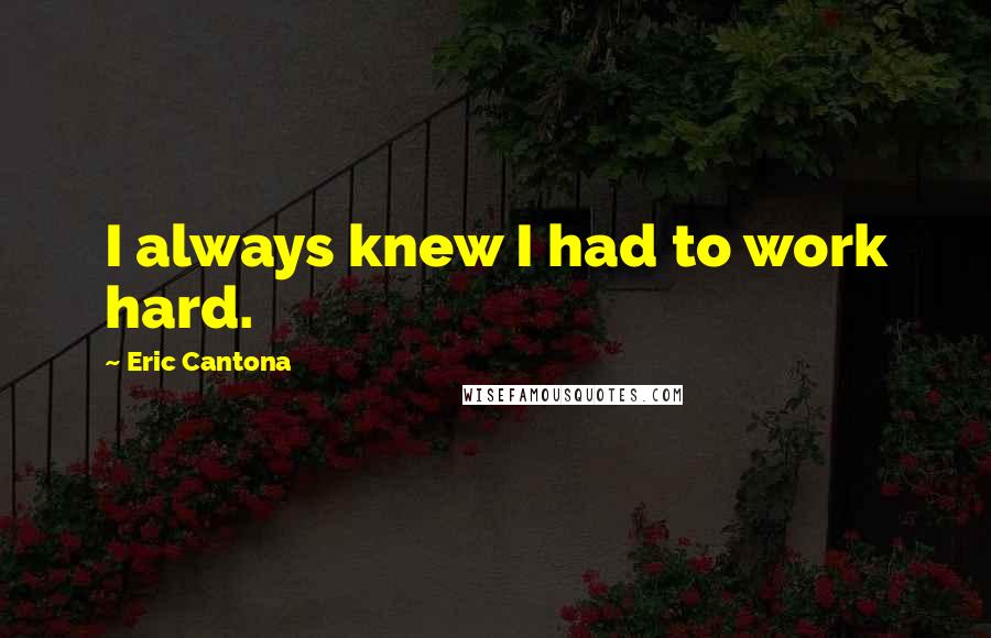 Eric Cantona Quotes: I always knew I had to work hard.