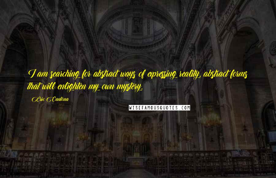 Eric Cantona Quotes: I am searching for abstract ways of expressing reality, abstract forms that will enlighten my own mystery.