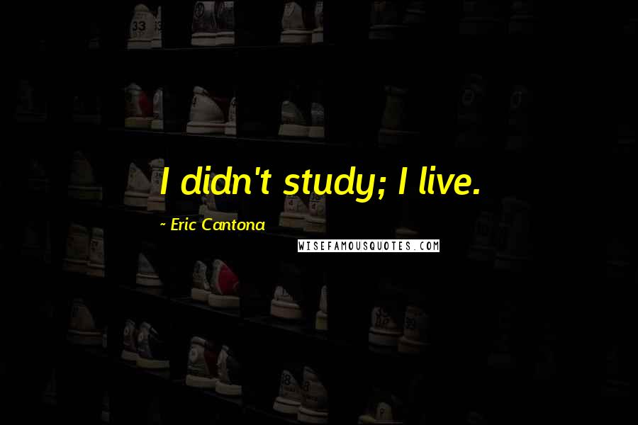 Eric Cantona Quotes: I didn't study; I live.