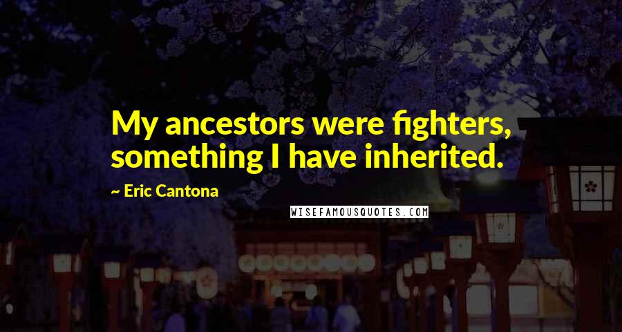 Eric Cantona Quotes: My ancestors were fighters, something I have inherited.