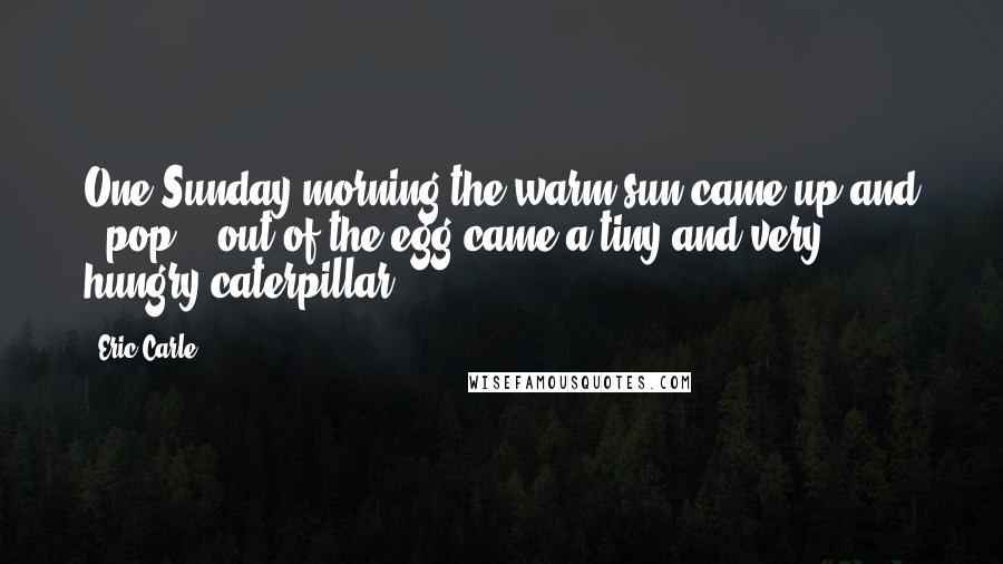 Eric Carle Quotes: One Sunday morning the warm sun came up and - pop! - out of the egg came a tiny and very hungry caterpillar.