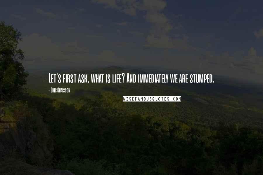 Eric Chaisson Quotes: Let's first ask, what is life? And immediately we are stumped.