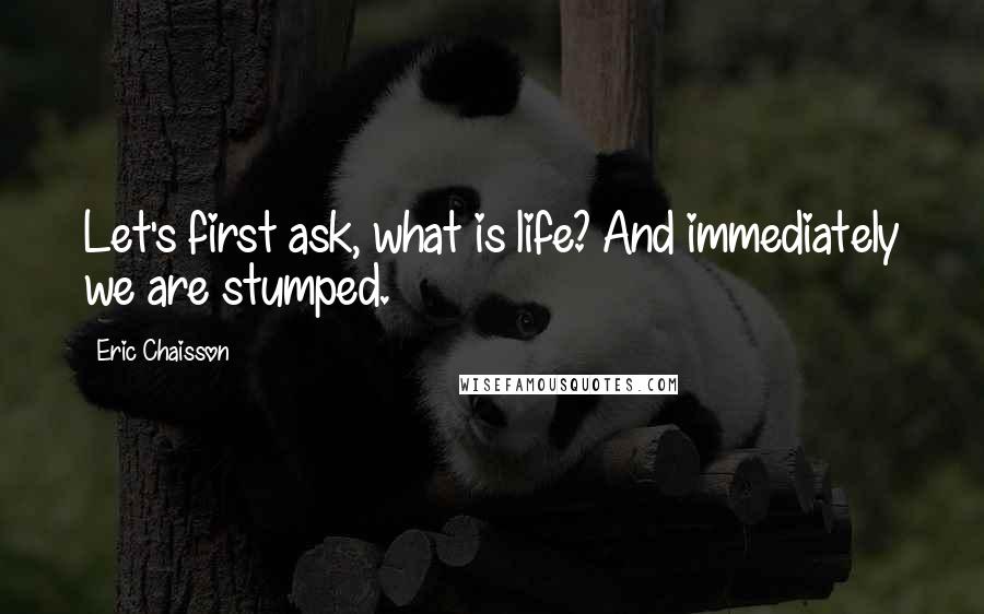 Eric Chaisson Quotes: Let's first ask, what is life? And immediately we are stumped.