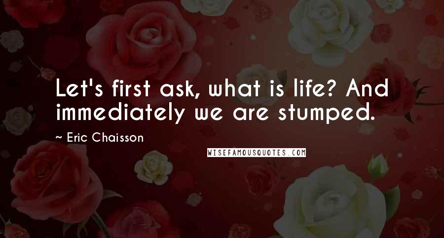 Eric Chaisson Quotes: Let's first ask, what is life? And immediately we are stumped.