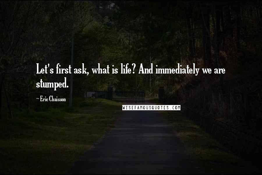 Eric Chaisson Quotes: Let's first ask, what is life? And immediately we are stumped.