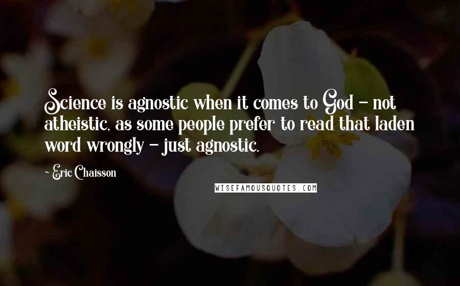 Eric Chaisson Quotes: Science is agnostic when it comes to God - not atheistic, as some people prefer to read that laden word wrongly - just agnostic.