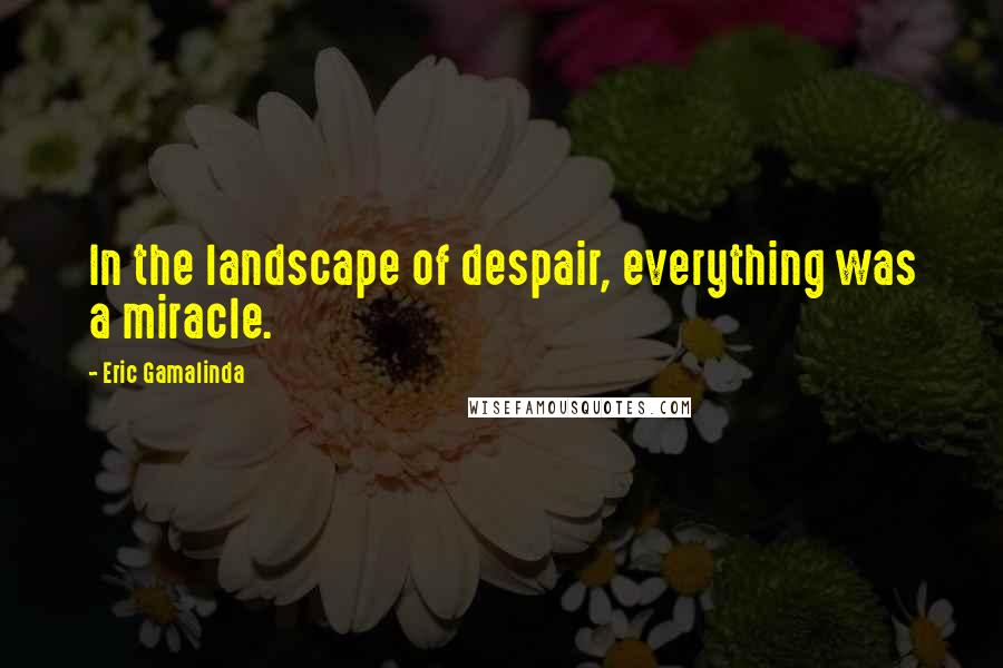 Eric Gamalinda Quotes: In the landscape of despair, everything was a miracle.