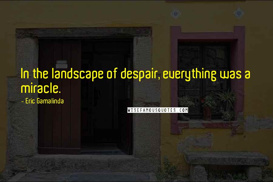 Eric Gamalinda Quotes: In the landscape of despair, everything was a miracle.