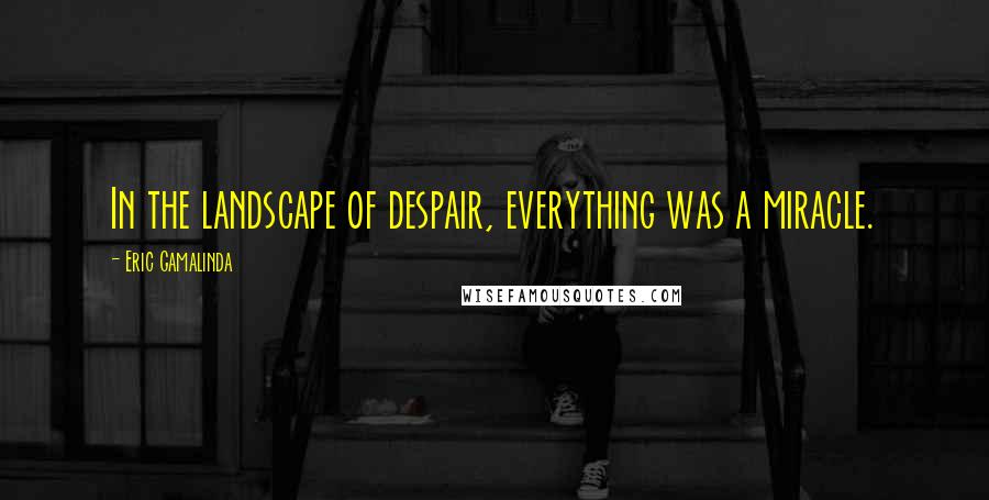 Eric Gamalinda Quotes: In the landscape of despair, everything was a miracle.