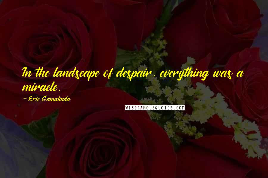 Eric Gamalinda Quotes: In the landscape of despair, everything was a miracle.