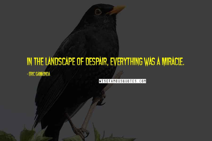 Eric Gamalinda Quotes: In the landscape of despair, everything was a miracle.