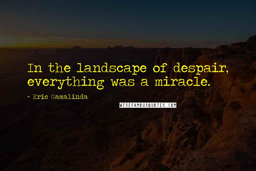 Eric Gamalinda Quotes: In the landscape of despair, everything was a miracle.