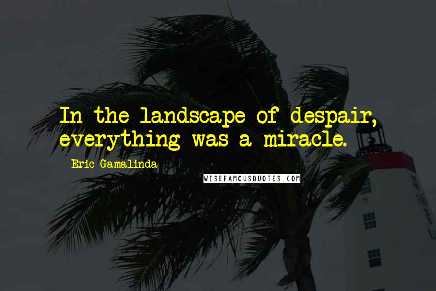 Eric Gamalinda Quotes: In the landscape of despair, everything was a miracle.