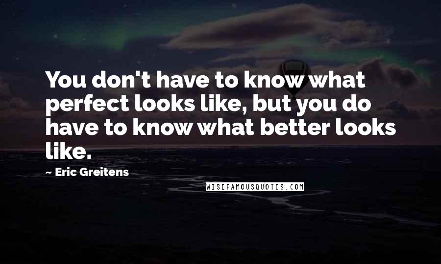 Eric Greitens Quotes: You don't have to know what perfect looks like, but you do have to know what better looks like.