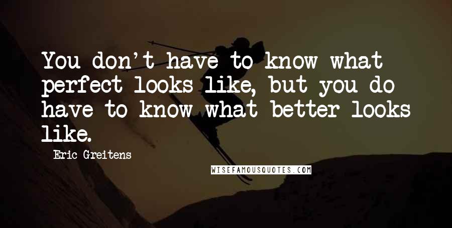 Eric Greitens Quotes: You don't have to know what perfect looks like, but you do have to know what better looks like.