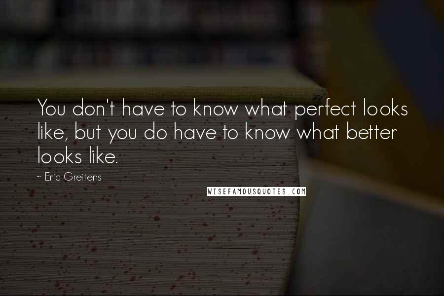 Eric Greitens Quotes: You don't have to know what perfect looks like, but you do have to know what better looks like.
