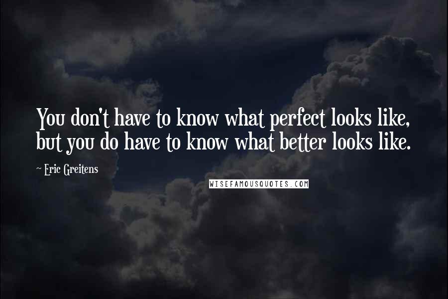 Eric Greitens Quotes: You don't have to know what perfect looks like, but you do have to know what better looks like.