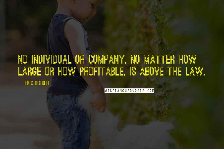 Eric Holder Quotes: No individual or company, no matter how large or how profitable, is above the law.