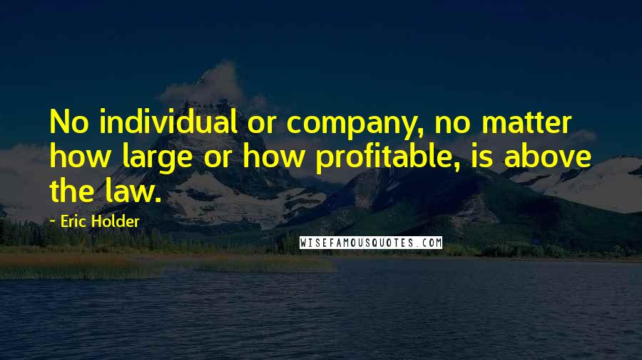 Eric Holder Quotes: No individual or company, no matter how large or how profitable, is above the law.