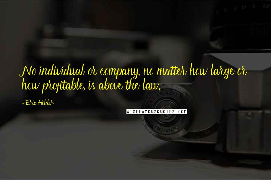 Eric Holder Quotes: No individual or company, no matter how large or how profitable, is above the law.