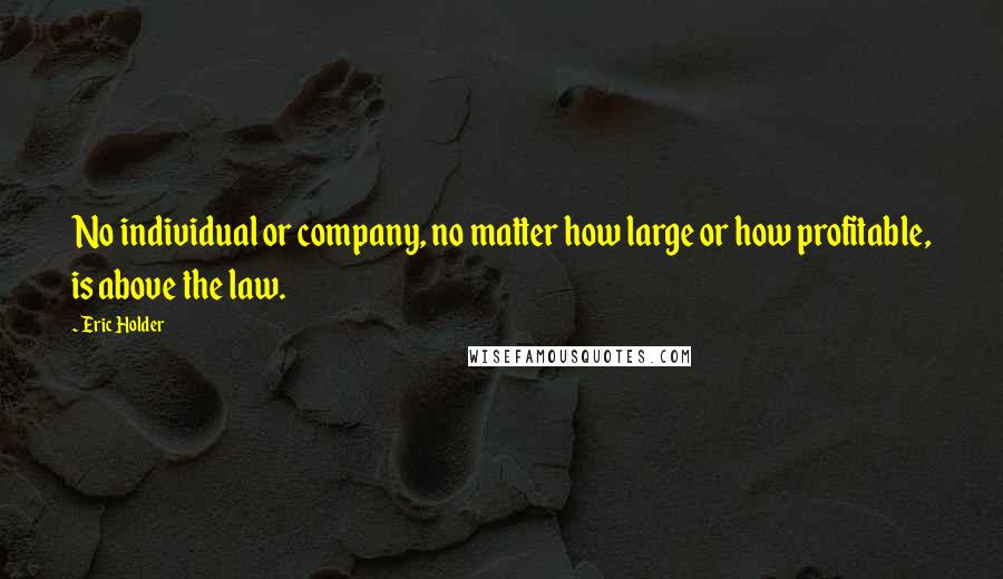 Eric Holder Quotes: No individual or company, no matter how large or how profitable, is above the law.