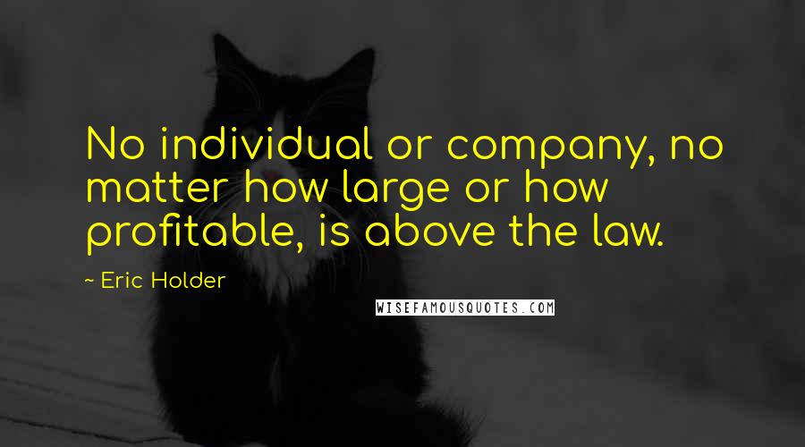 Eric Holder Quotes: No individual or company, no matter how large or how profitable, is above the law.