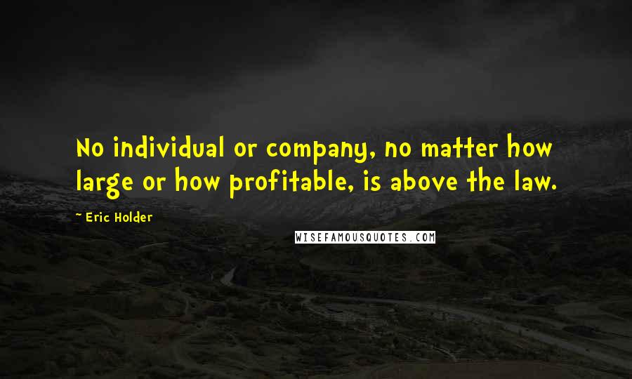 Eric Holder Quotes: No individual or company, no matter how large or how profitable, is above the law.