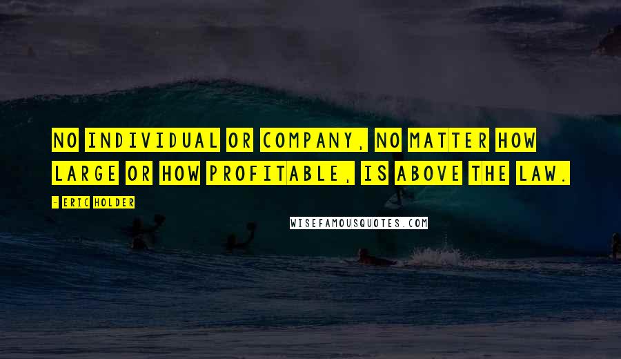 Eric Holder Quotes: No individual or company, no matter how large or how profitable, is above the law.