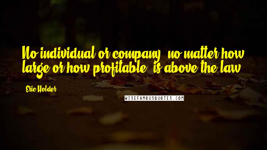 Eric Holder Quotes: No individual or company, no matter how large or how profitable, is above the law.