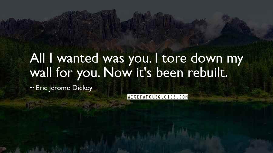 Eric Jerome Dickey Quotes: All I wanted was you. I tore down my wall for you. Now it's been rebuilt.