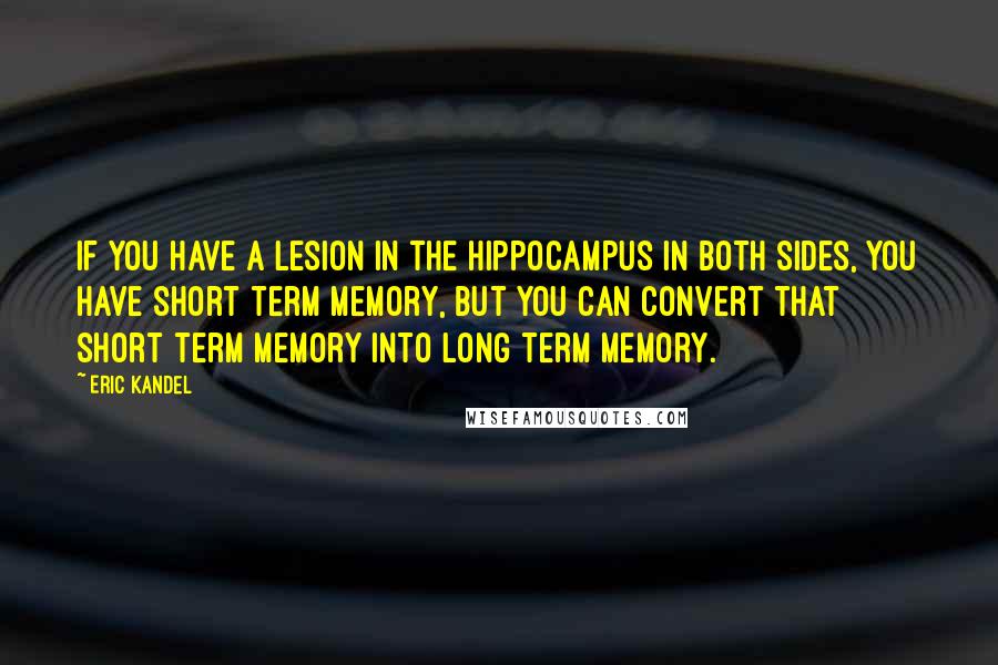 Eric Kandel Quotes: If you have a lesion in the hippocampus in both sides, you have short term memory, but you can convert that short term memory into long term memory.