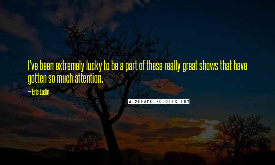 Eric Ladin Quotes: I've been extremely lucky to be a part of these really great shows that have gotten so much attention.