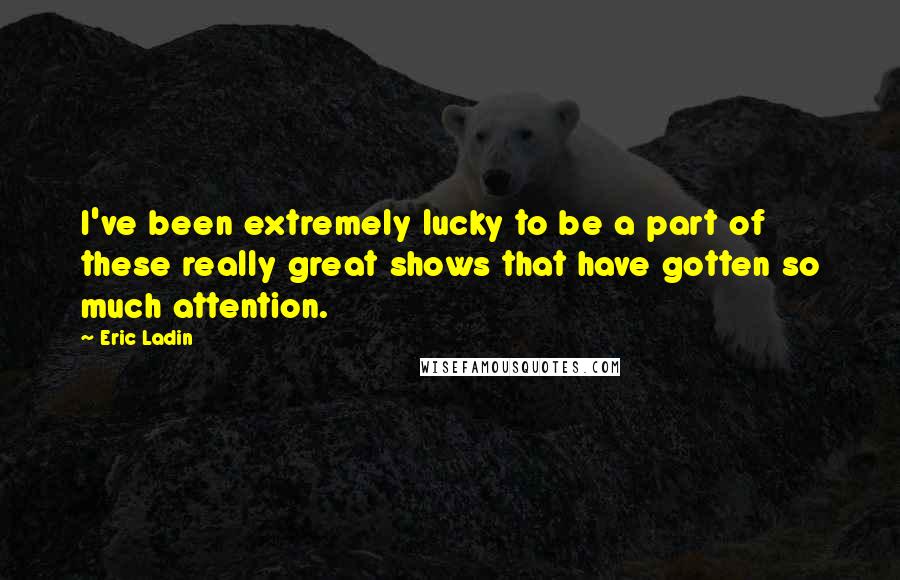 Eric Ladin Quotes: I've been extremely lucky to be a part of these really great shows that have gotten so much attention.