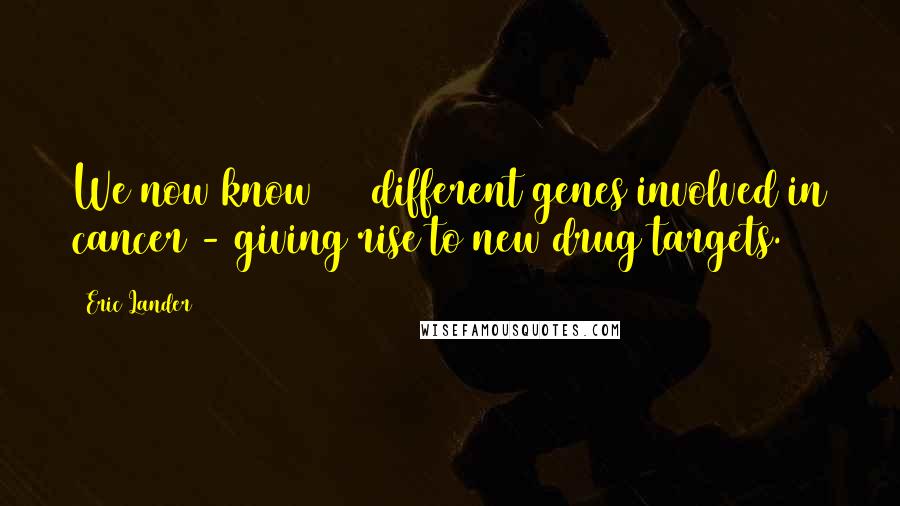 Eric Lander Quotes: We now know 600 different genes involved in cancer - giving rise to new drug targets.