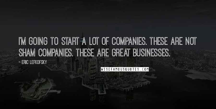 Eric Lefkofsky Quotes: I'm going to start a lot of companies. These are not sham companies. These are great businesses.