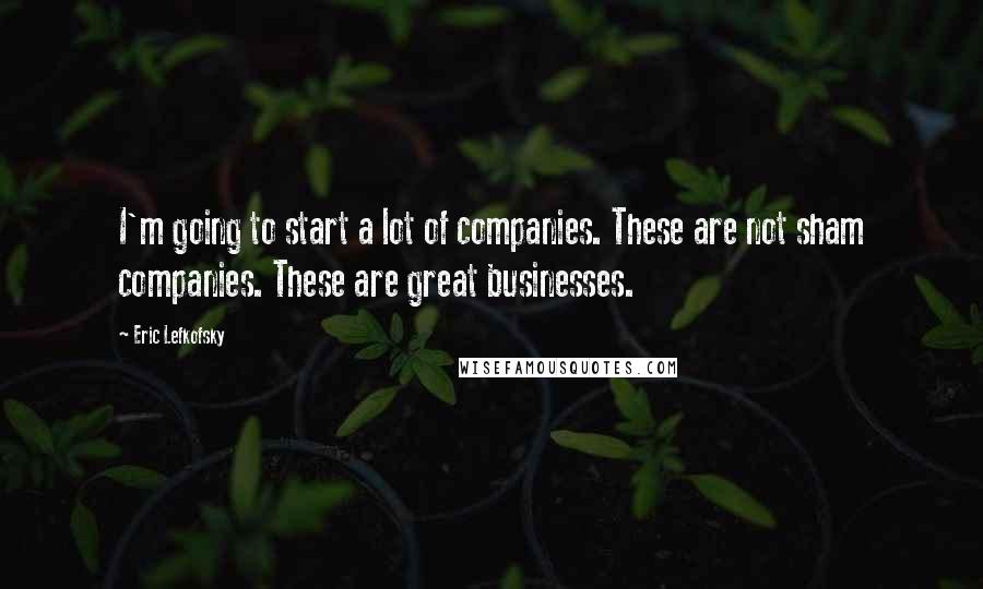 Eric Lefkofsky Quotes: I'm going to start a lot of companies. These are not sham companies. These are great businesses.