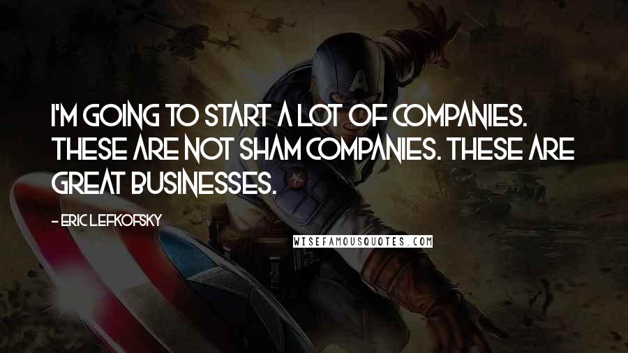 Eric Lefkofsky Quotes: I'm going to start a lot of companies. These are not sham companies. These are great businesses.