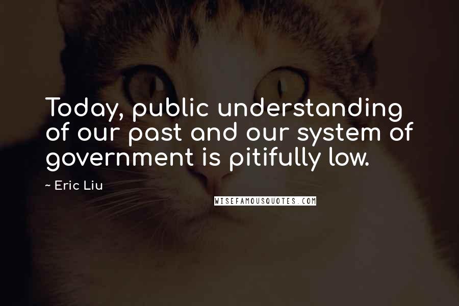 Eric Liu Quotes: Today, public understanding of our past and our system of government is pitifully low.