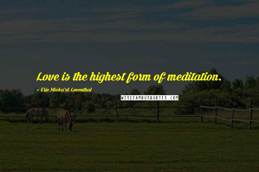 Eric Micha'el Leventhal Quotes: Love is the highest form of meditation.