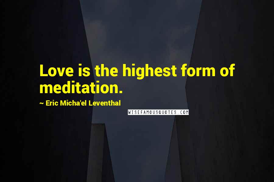 Eric Micha'el Leventhal Quotes: Love is the highest form of meditation.