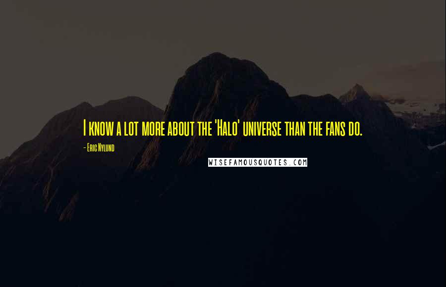 Eric Nylund Quotes: I know a lot more about the 'Halo' universe than the fans do.