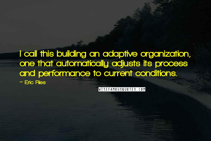 Eric Ries Quotes: I call this building an adaptive organization, one that automatically adjusts its process and performance to current conditions.