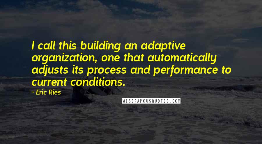 Eric Ries Quotes: I call this building an adaptive organization, one that automatically adjusts its process and performance to current conditions.