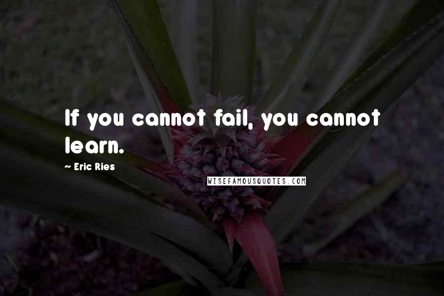 Eric Ries Quotes: If you cannot fail, you cannot learn.