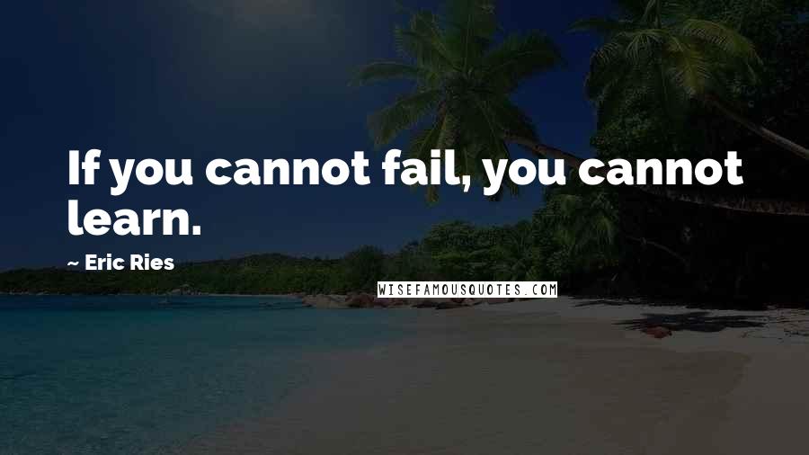 Eric Ries Quotes: If you cannot fail, you cannot learn.